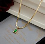 Emerald Stone Gold Plated Chain Necklace for Women - Fashion Jewellery for & Daily Use