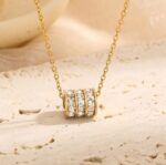 Gold Plated Round Crystal Pendant Necklace for Women, Girls - Fashion Jewellery for & Party