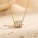 Gold Plated Round Crystal Pendant Necklace for Women, Girls - Fashion Jewellery for & Party