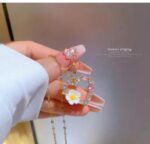 Floral Heart Crystal Gold Pendant Necklace - Image 4