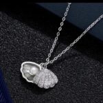 Elegant Pearl Shell Silver Pendant Necklace