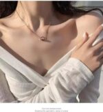 Roman Numeral Double Ring Gold Pendant Necklace - Image 2