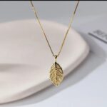 Crystal Leaf Gold Pendant Necklace