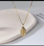 Crystal Leaf Gold Pendant Necklace