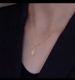 Crystal Leaf Gold Pendant Necklace - Image 3