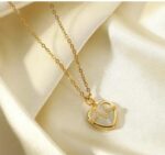 Heartbeat Crystal Heart Gold Pendant Necklace - Image 2