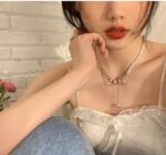 Pearl Crystal Heart Charm Silver Bracelet - Image 2