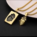 Anatomical Heart Gold Pendant Necklace