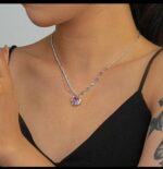 Layered Star Crystal Heart Silver Necklace - Image 2