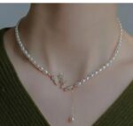 Pearl Butterfly Drop Pendant Necklace