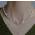 Pearl Butterfly Drop Pendant Necklace