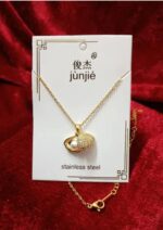 Gold Pearl Shell Opening Pendant Necklace - Image 4