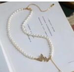 Pearl Butterfly Drop Pendant Necklace - Image 2