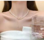 Pearl Butterfly Drop Pendant Necklace - Image 4