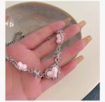 Pink Heart Charm Vintage Chain Necklace - Image 3