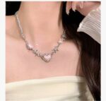 Pink Heart Charm Vintage Chain Necklace - Image 2