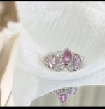 Princess Crown Pink Crystal Heart Silver Necklace - Image 3