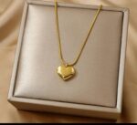 Minimal Gold Puffy Heart Pendant Necklace