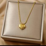 Minimal Gold Puffy Heart Pendant Necklace