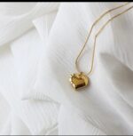 Minimal Gold Puffy Heart Pendant Necklace - Image 2