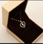 Pearl Rose Heart Crystal Gold Pendant Necklace - Image 2