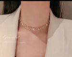 Elegant Crystal Beaded Gold Choker Necklace - Image 3