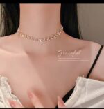 Elegant Crystal Beaded Gold Choker Necklace