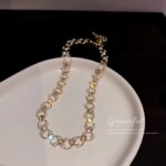Elegant Crystal Beaded Gold Choker Necklace - Image 2