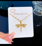 Crystal Dragonfly Gold Pendant Necklace - Image 3