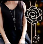 Crystal Rose Flower Pendant Necklace