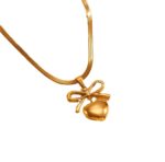 Gold Bow Heart Pendant Necklace - Image 5