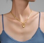 Gold Bow Heart Pendant Necklace - Image 4