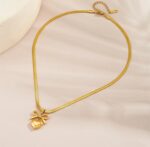 Gold Bow Heart Pendant Necklace - Image 2