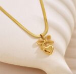 Gold Bow Heart Pendant Necklace - Image 3