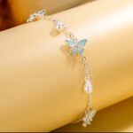 Elegant Butterfly Pearl Chain Bracelet
