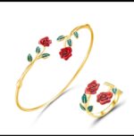 Rose Bloom Gold Bracelet & Ring Set - Image 4