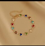 Rainbow Heart Charm Bracelet