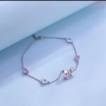 Pink Crystal Bow Charm Bracelet