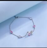 Pink Crystal Bow Charm Bracelet