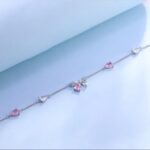Pink Crystal Bow Charm Bracelet - Image 3