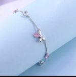 Pink Crystal Bow Charm Bracelet - Image 2