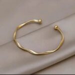 Golden Twist Open Cuff Bracelet