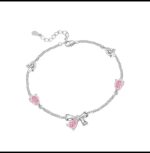 Pink Crystal Bow Charm Bracelet - Image 4