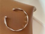 Twisted Silver Open Cuff Bracelet - Image 2