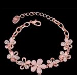 Rose Gold Floral Crystal Charm Bracelet - Image 5