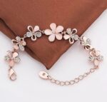 Rose Gold Floral Crystal Charm Bracelet - Image 2