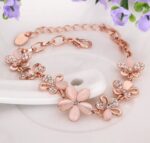 Rose Gold Floral Crystal Charm Bracelet - Image 4