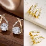 Gold Plated Crystal Stud Earrings for Women & Girls | Stylish Korean Earrings Combo | Party Wear Fashion Jewelry