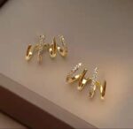 Gold Plated Crystal Stud Earrings for Women & Girls | Stylish Korean Earrings Combo | Party Wear Fashion Jewelry - Image 2