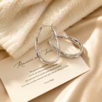 Elegant Silver Tone Oval Hoop Earrings for Women and Girls, Double Layered Hoops with Delicate Beaded Edge Detailing, Stylish Minimalist Statement Earrings for Party, Wedding, Festive, Office and Everyday Wear